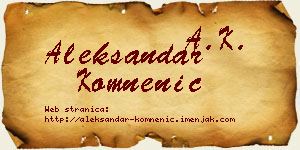 Aleksandar Komnenić vizit kartica